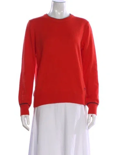 Pre-owned Tory Burch Cashmere Crew Neck Sweater In Orange