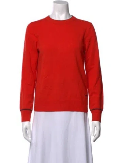Pre-owned Tory Burch Cashmere Crew Neck Sweater In Orange