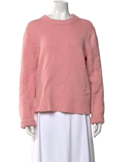 Pre-owned Tory Burch Cashmere Crew Neck Sweater In Pink