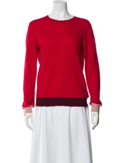 Pre-owned Tory Burch Cashmere Crew Neck Sweater In Red