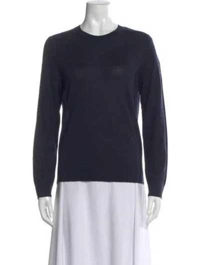 Pre-owned Tory Burch Cashmere Crew Neck Sweater W/ Tags In Blue