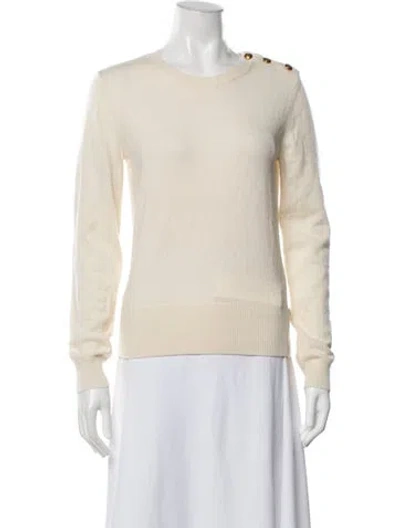 Pre-owned Tory Burch Cashmere Crew Neck Sweater W/ Tags In White
