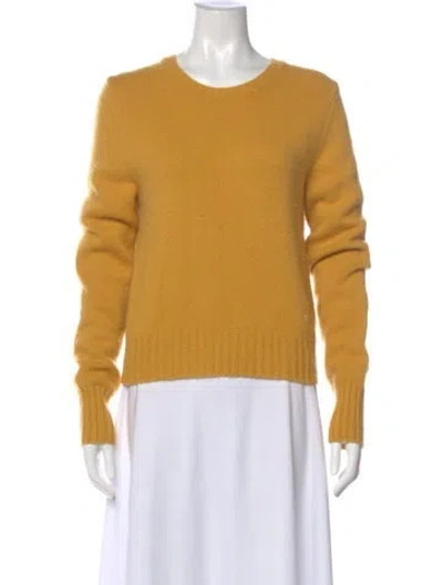 Pre-owned Tory Burch Cashmere Crew Neck Sweater In Yellow