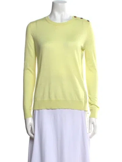 Pre-owned Tory Burch Cashmere Crew Neck Sweater In Yellow