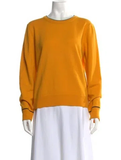 Pre-owned Tory Burch Cashmere Crew Neck Sweater In Yellow