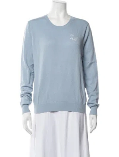 Pre-owned Tory Burch Cashmere Graphic Print Sweater In Blue