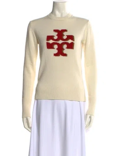 Pre-owned Tory Burch Cashmere Graphic Print Sweater In Neutral