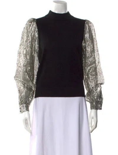 Pre-owned Tory Burch Cashmere Lace Pattern Sweater In Black