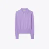 Tory Burch Cashmere Long-sleeve Polo In Lavender Purple