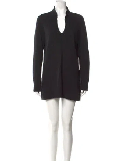 Pre-owned Tory Burch Cashmere Mini Dress In Black
