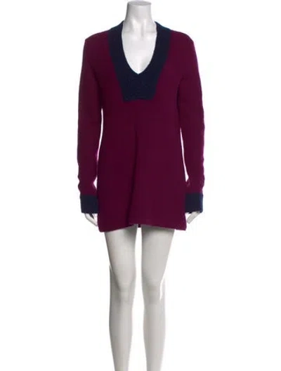 Pre-owned Tory Burch Cashmere Mini Dress In Purple
