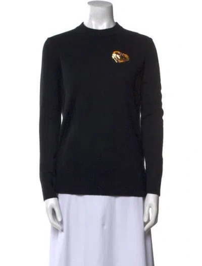 Pre-owned Tory Burch Cashmere Mock Neck Sweater In Black