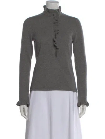 Pre-owned Tory Burch Cashmere Mock Neck Sweater In Gray
