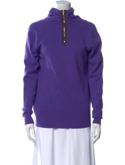 Pre-owned Tory Burch Cashmere Mock Neck Sweater In Purple