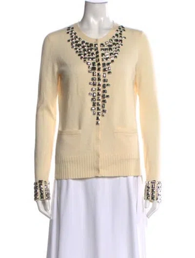 Pre-owned Tory Burch Cashmere Open Front Sweater In Neutrals