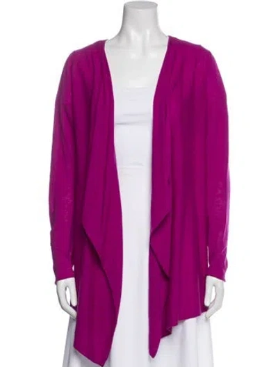 Pre-owned Tory Burch Cashmere Open Front Sweater In Purple