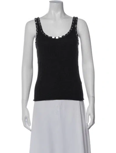 Pre-owned Tory Burch Cashmere Scoop Neck Sweater In Black