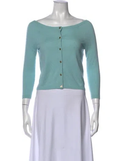 Pre-owned Tory Burch Cashmere Scoop Neck Sweater In Blue