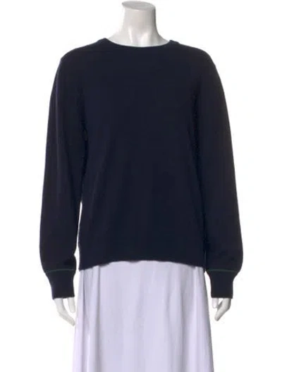 Pre-owned Tory Burch Cashmere Scoop Neck Sweater In Blue