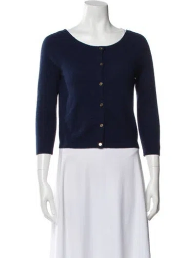 Pre-owned Tory Burch Cashmere Scoop Neck Sweater In Blue
