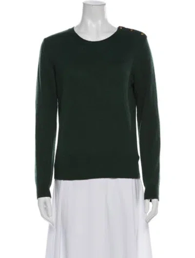 Pre-owned Tory Burch Cashmere Scoop Neck Sweater In Green