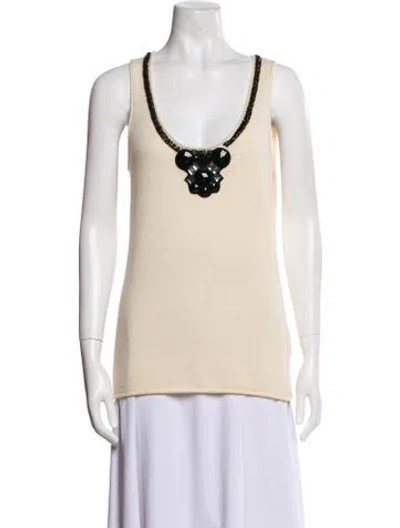 Pre-owned Tory Burch Cashmere Scoop Neck Sweater In Neutral