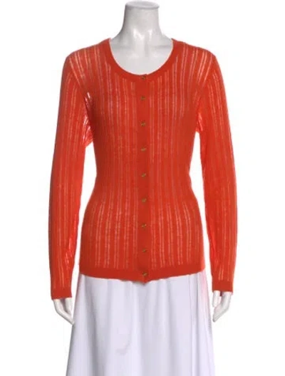 Pre-owned Tory Burch Cashmere Scoop Neck Sweater In Orange