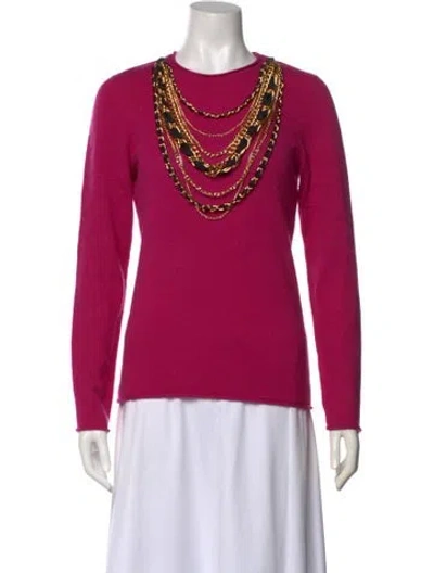Pre-owned Tory Burch Cashmere Scoop Neck Sweater In Pink