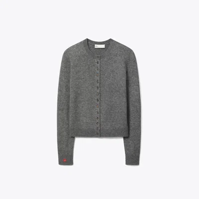 Tory Burch Cashmere Silk Cardigan In Gray