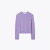 Tory Burch Cashmere Silk Sweater In Crisp Lavender