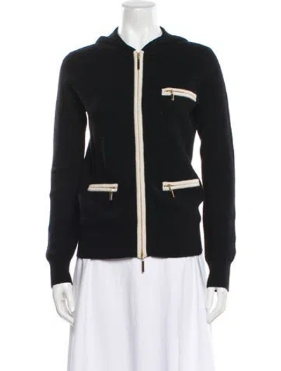 Pre-owned Tory Burch Cashmere Striped Sweater In Black