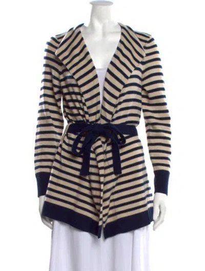 Pre-owned Tory Burch Cashmere Striped Sweater In Blue/neutrals