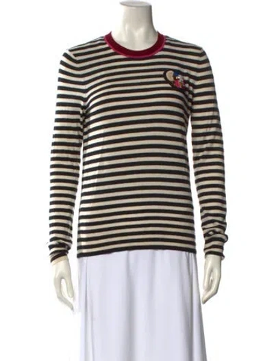 Pre-owned Tory Burch Cashmere Striped Sweater In Neutral