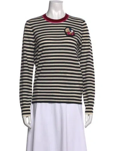Pre-owned Tory Burch Cashmere Striped Sweater In Neutral