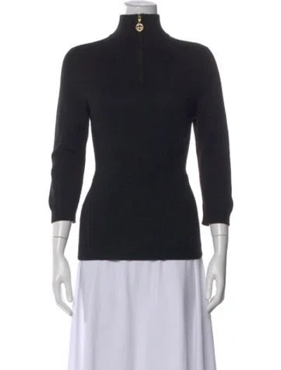 Pre-owned Tory Burch Cashmere Turtleneck Sweater In Black