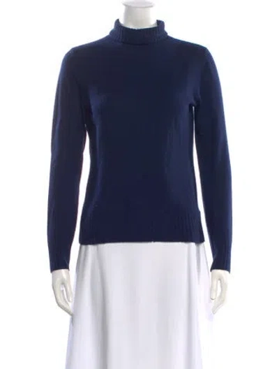 Pre-owned Tory Burch Cashmere Turtleneck Sweater In Blue