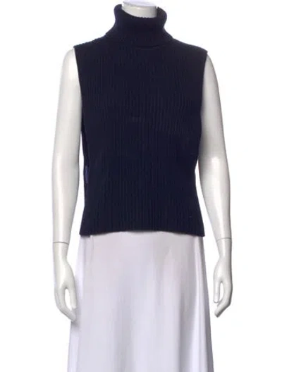 Pre-owned Tory Burch Cashmere Turtleneck Sweater In Blue