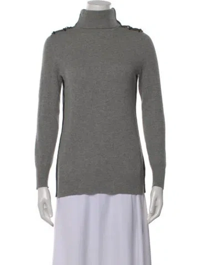 Pre-owned Tory Burch Cashmere Turtleneck Sweater In Gray