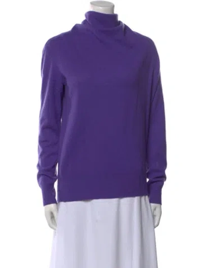 Pre-owned Tory Burch Cashmere Turtleneck Sweater In Purple