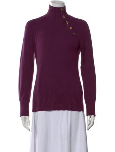 Pre-owned Tory Burch Cashmere Turtleneck Sweater In Purple