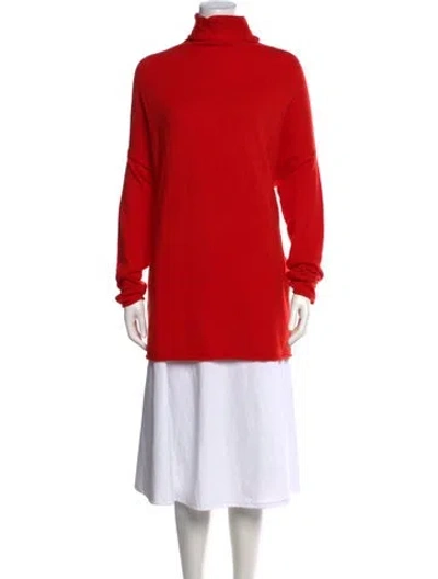Pre-owned Tory Burch Cashmere Turtleneck Sweater In Red