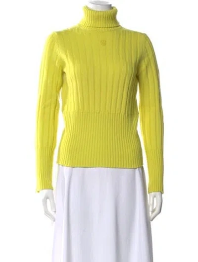 Pre-owned Tory Burch Cashmere Turtleneck Sweater In Yellow