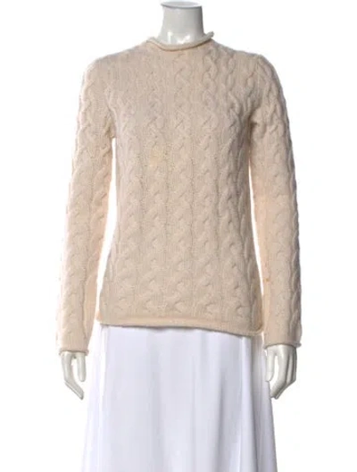 Pre-owned Tory Burch Cashmere Tweed Pattern Sweater In Neutral