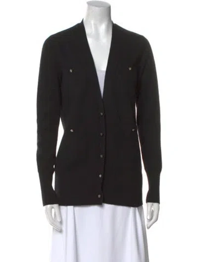 Pre-owned Tory Burch Cashmere V-neck Sweater In Black