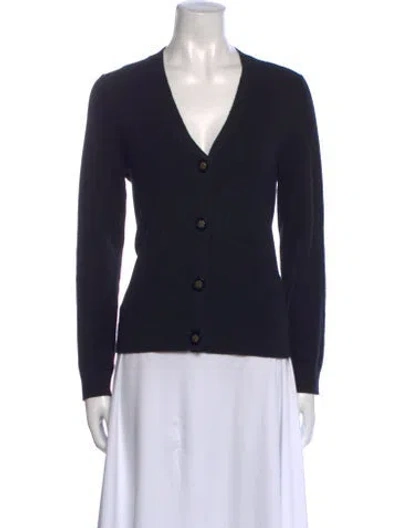 Pre-owned Tory Burch Cashmere V-neck Sweater In Black