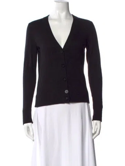 Pre-owned Tory Burch Cashmere V-neck Sweater In Black