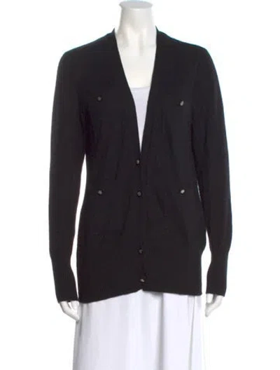 Pre-owned Tory Burch Cashmere V-neck Sweater In Black