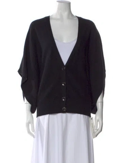 Pre-owned Tory Burch Cashmere V-neck Sweater In Black