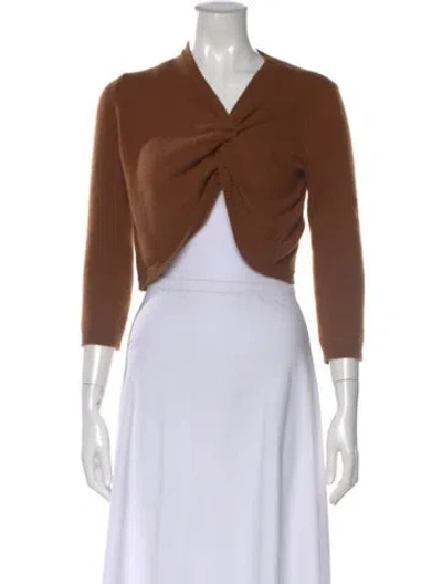 Pre-owned Tory Burch Cashmere V-neck Sweater In Brown