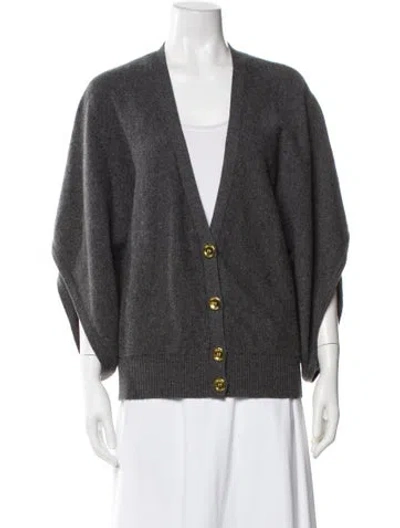 Pre-owned Tory Burch Cashmere V-neck Sweater In Gray